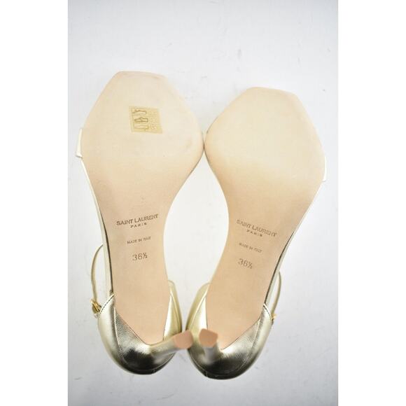 Saint Laurent Amber 85 Platino Gold Leather Ankle Strap Sandal Pump Heel 36.5 - Picture 11 of 11